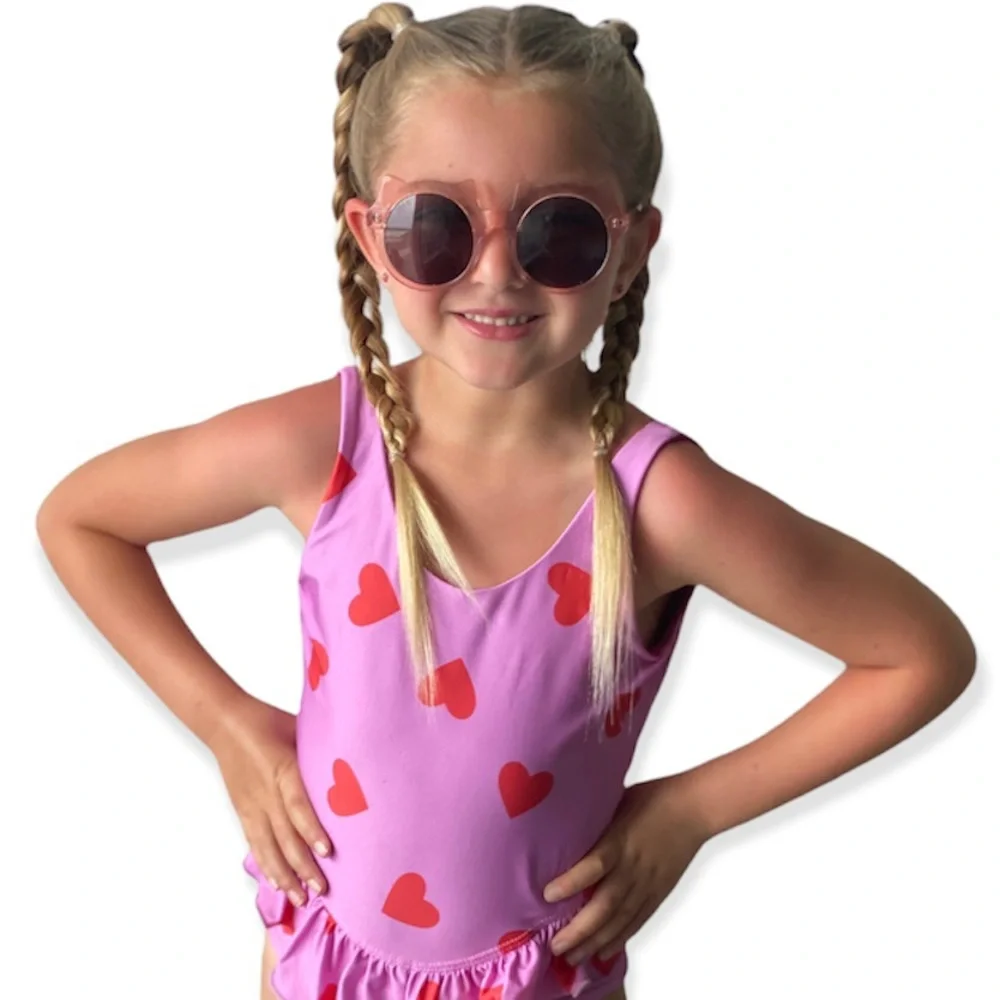 DIFF Lucky Cat Sunglasses Rose Crystal Frame Grey Lenses Kids Sunnies NWT